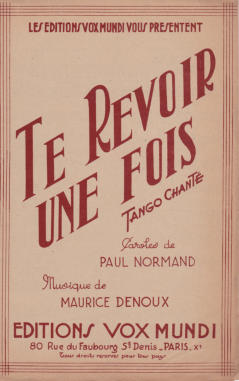 partition te revoir une fois, Maurice Denoux, Tango, Vox mundi